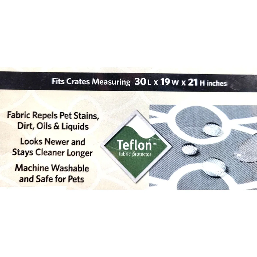 Quiet Time Defender Dog Crate Cover Teflon Gray White Geometric 30x19x21 NEW